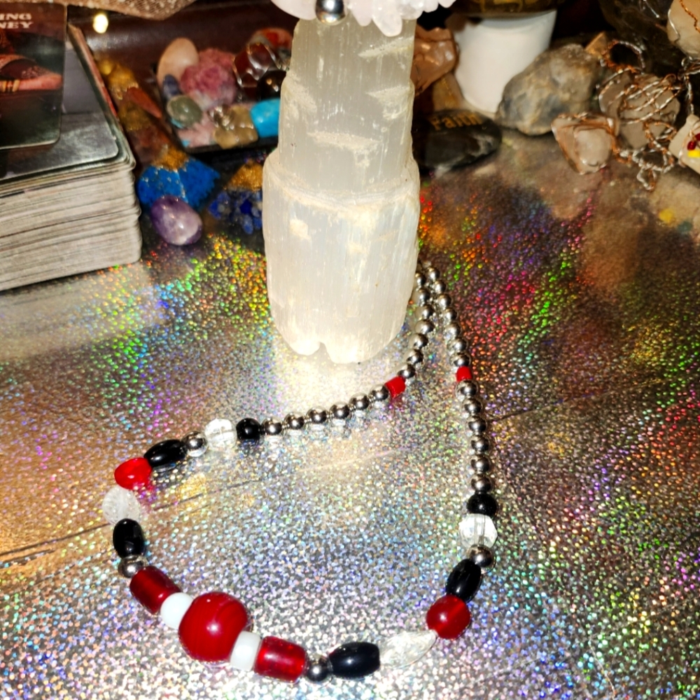 Red and black beaded necklace
